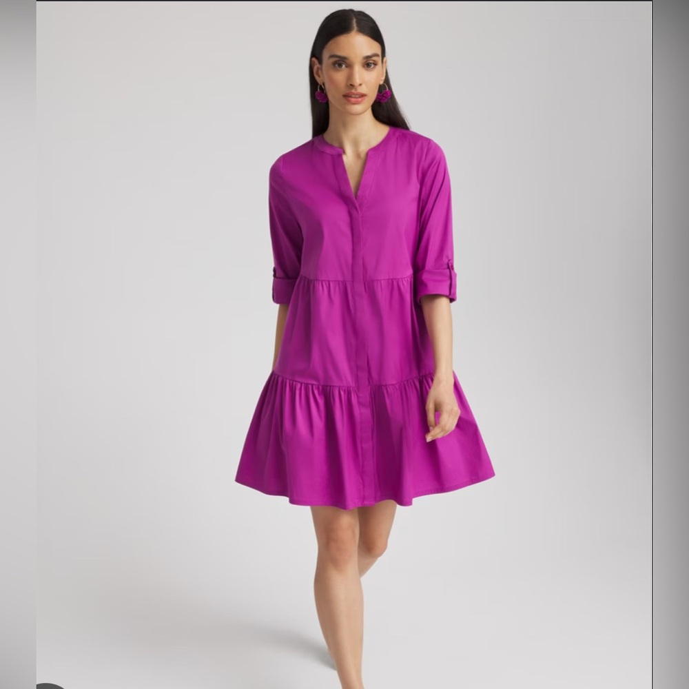 NWT Chico’s Roll Tab Sleeve Dress in African Violet